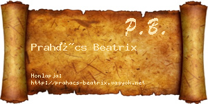 Prahács Beatrix névjegykártya